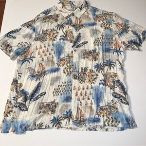 Batik Bay Hawaiian Shirt Sz 2XL Tropical Island‎ Scenes 100% Rayon 🔥🔥 (K)